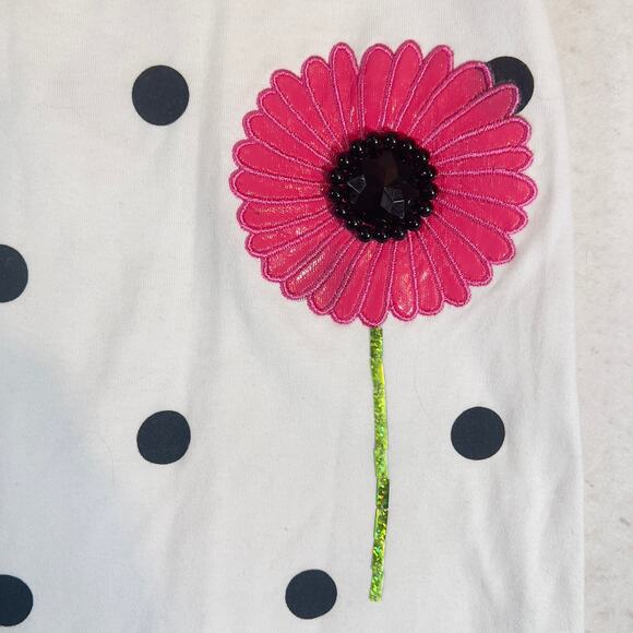 Berek 2 Floral T-Shirt Sm Short Sleeve White Scoop Neck Beads Jewels Embroidery - Picture 11 of 13